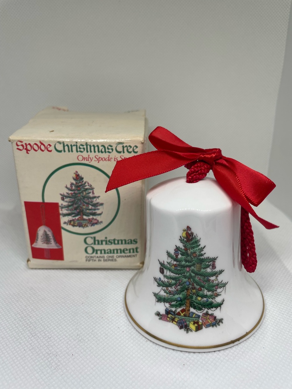 Spode Christmas Tree Bell Collector's Ornament 5th in Series Fifth Porcelain NIB